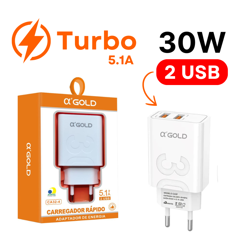 FONTE A'GOLD USB 5.1A TURBO
