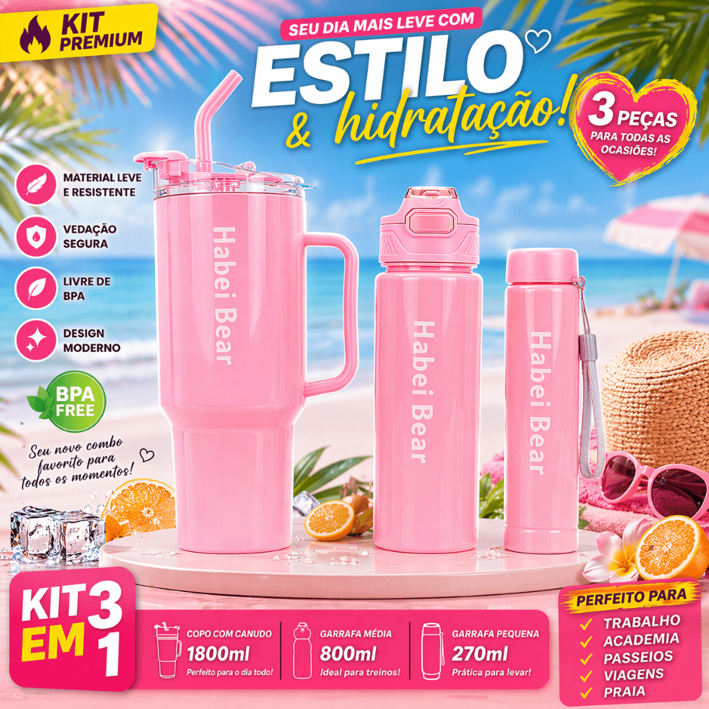KIT GARRAFA 3 PEÇAS