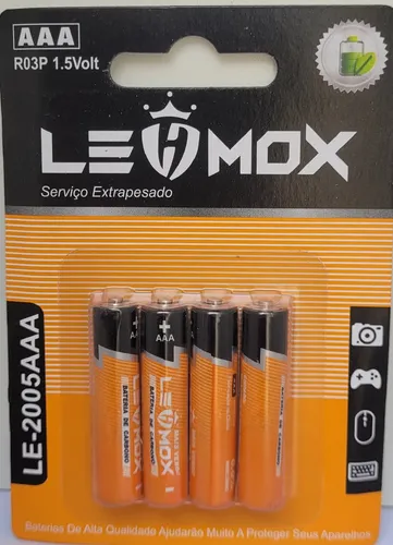 PILHA PALITO LEMOX COM 4 AAA
