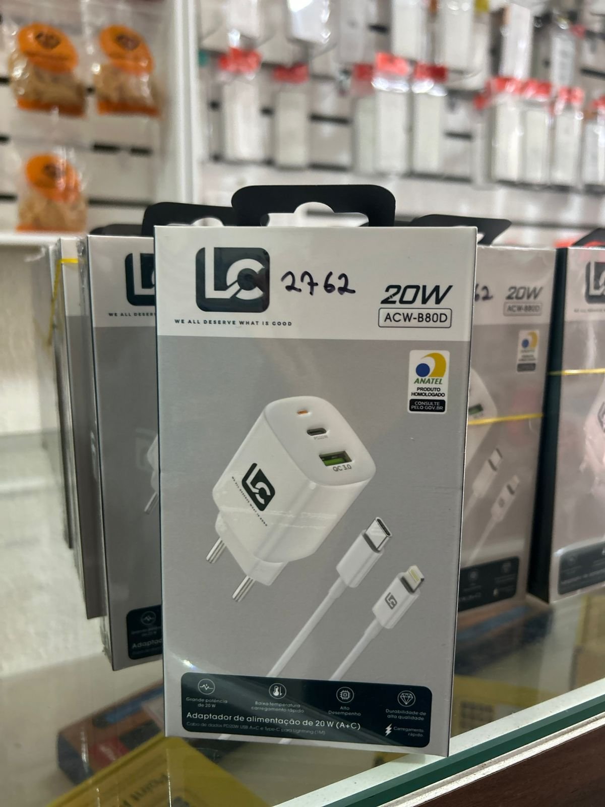 CARREGADOR LC TIPO C-IPHONE(LIGHTNING) 20W(ACW-B80D