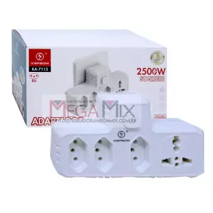 Adaptador de Tomada Tripolar + 1 Universal KA-7113 - Kapbom